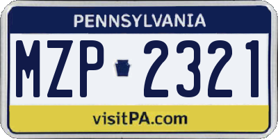 PA license plate MZP2321