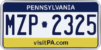 PA license plate MZP2325