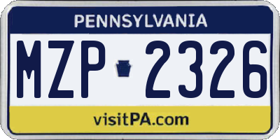 PA license plate MZP2326