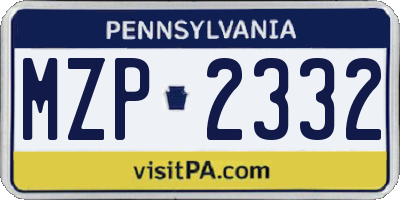 PA license plate MZP2332