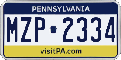 PA license plate MZP2334