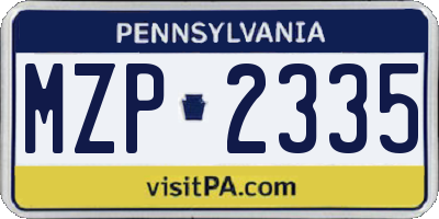 PA license plate MZP2335