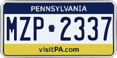 PA license plate MZP2337