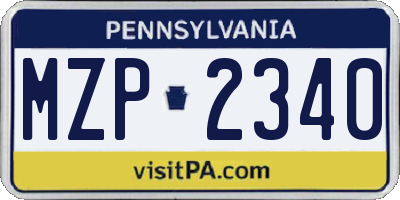 PA license plate MZP2340
