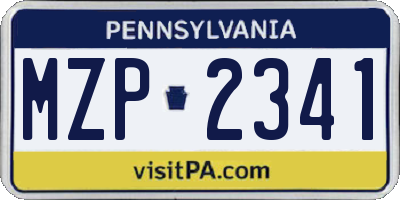 PA license plate MZP2341