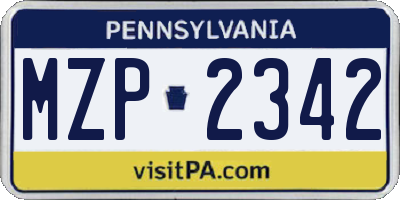 PA license plate MZP2342