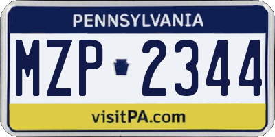 PA license plate MZP2344