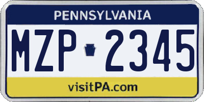 PA license plate MZP2345