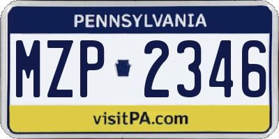 PA license plate MZP2346