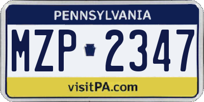 PA license plate MZP2347