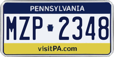 PA license plate MZP2348