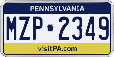 PA license plate MZP2349