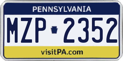 PA license plate MZP2352