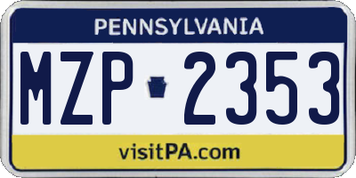 PA license plate MZP2353