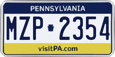 PA license plate MZP2354