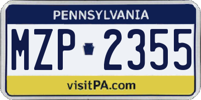 PA license plate MZP2355