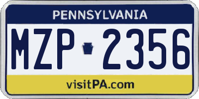 PA license plate MZP2356
