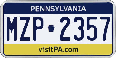 PA license plate MZP2357