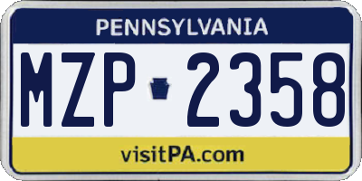 PA license plate MZP2358