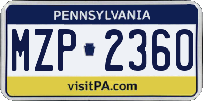 PA license plate MZP2360
