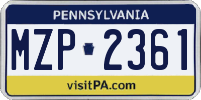 PA license plate MZP2361