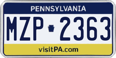 PA license plate MZP2363