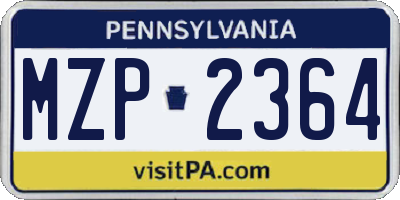PA license plate MZP2364