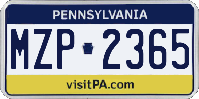 PA license plate MZP2365