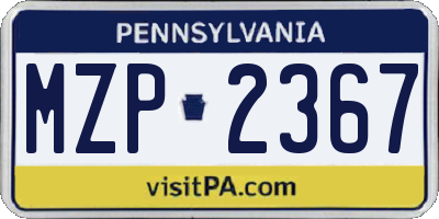 PA license plate MZP2367