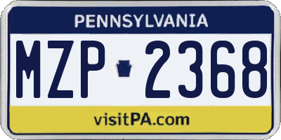 PA license plate MZP2368