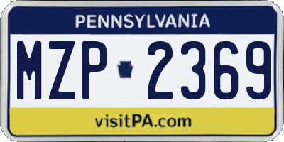 PA license plate MZP2369