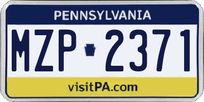 PA license plate MZP2371
