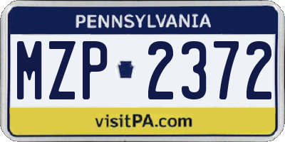 PA license plate MZP2372