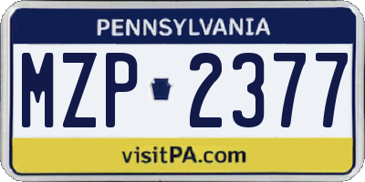 PA license plate MZP2377