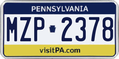 PA license plate MZP2378