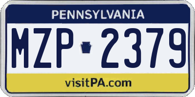PA license plate MZP2379