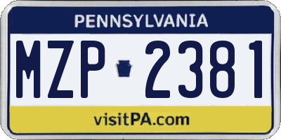 PA license plate MZP2381