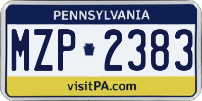 PA license plate MZP2383