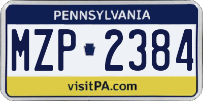 PA license plate MZP2384