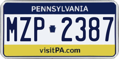PA license plate MZP2387