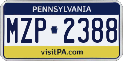 PA license plate MZP2388