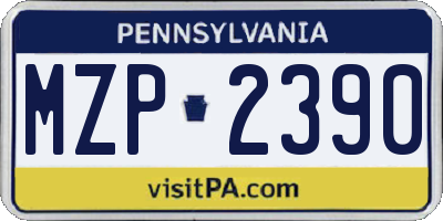 PA license plate MZP2390