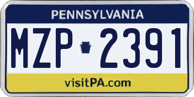 PA license plate MZP2391
