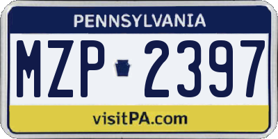 PA license plate MZP2397