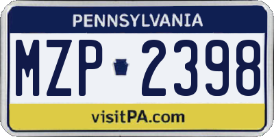 PA license plate MZP2398