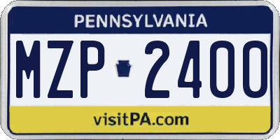 PA license plate MZP2400