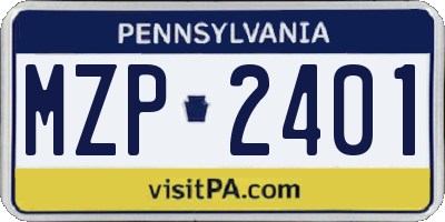 PA license plate MZP2401