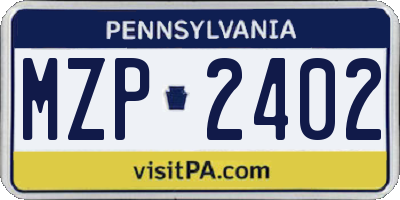 PA license plate MZP2402