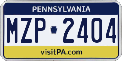 PA license plate MZP2404