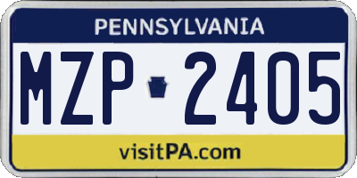 PA license plate MZP2405